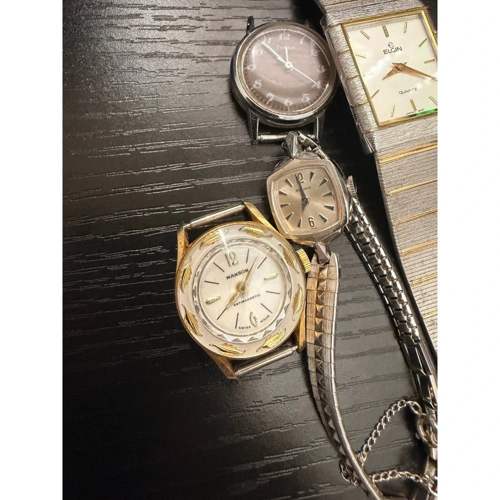 Vintage Watch Lot Timex Ironman Elgin Seiko Bulova Manson Analog Digital Mixed‎